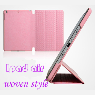 Folding Vintage Woven Leather Case for iPad Air